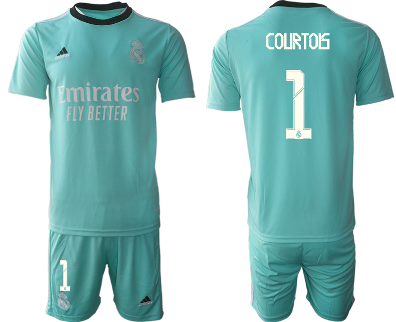 Men 2021-2022 Club Real Madrid second away Light blue #1 Soccer Jerseys->real madrid jersey->Soccer Club Jersey